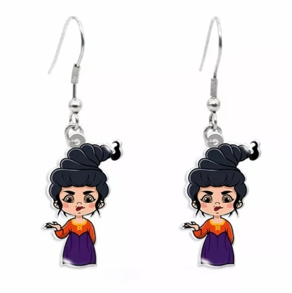 Jewelry - Hocus Pocus Mary Witch Acrylic Halloween Earrings